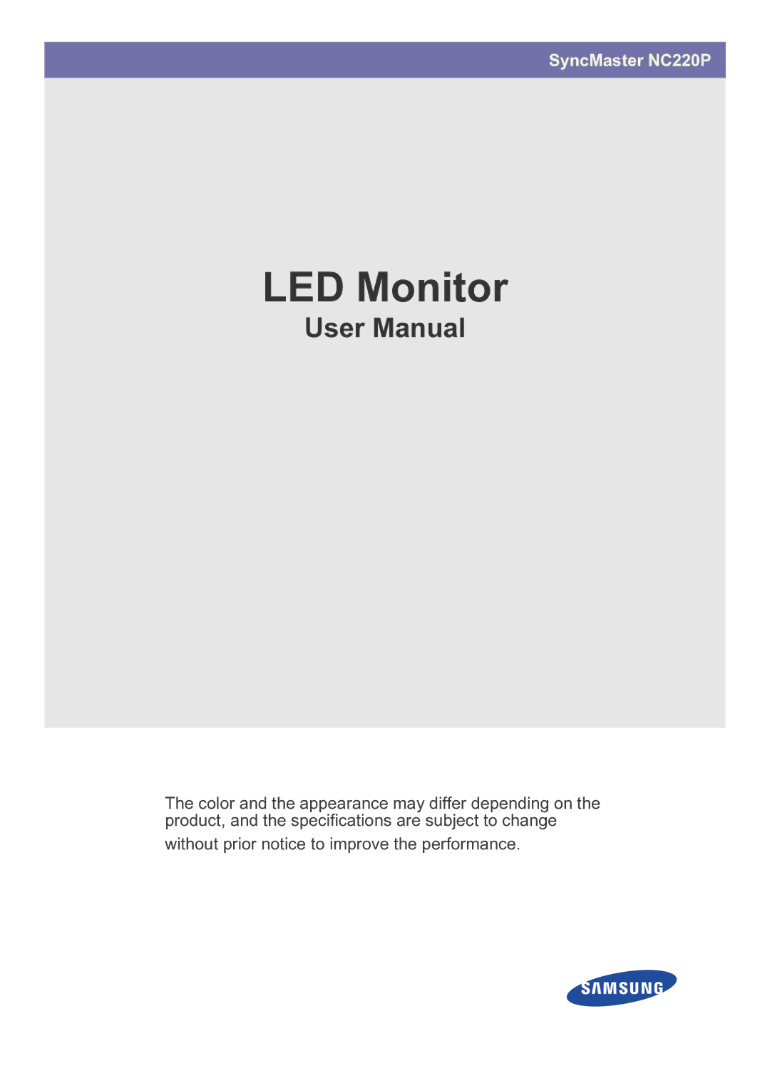 Samsung NC220P user manual LED Monitor 