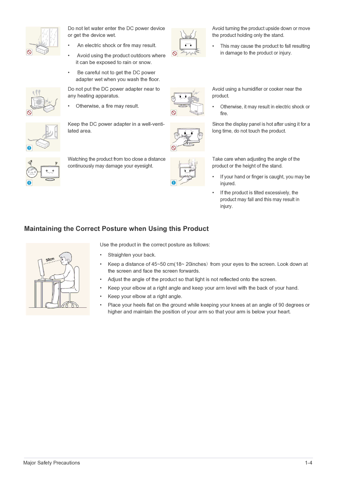 Samsung NC220P user manual Maintaining the Correct Posture when Using this Product 