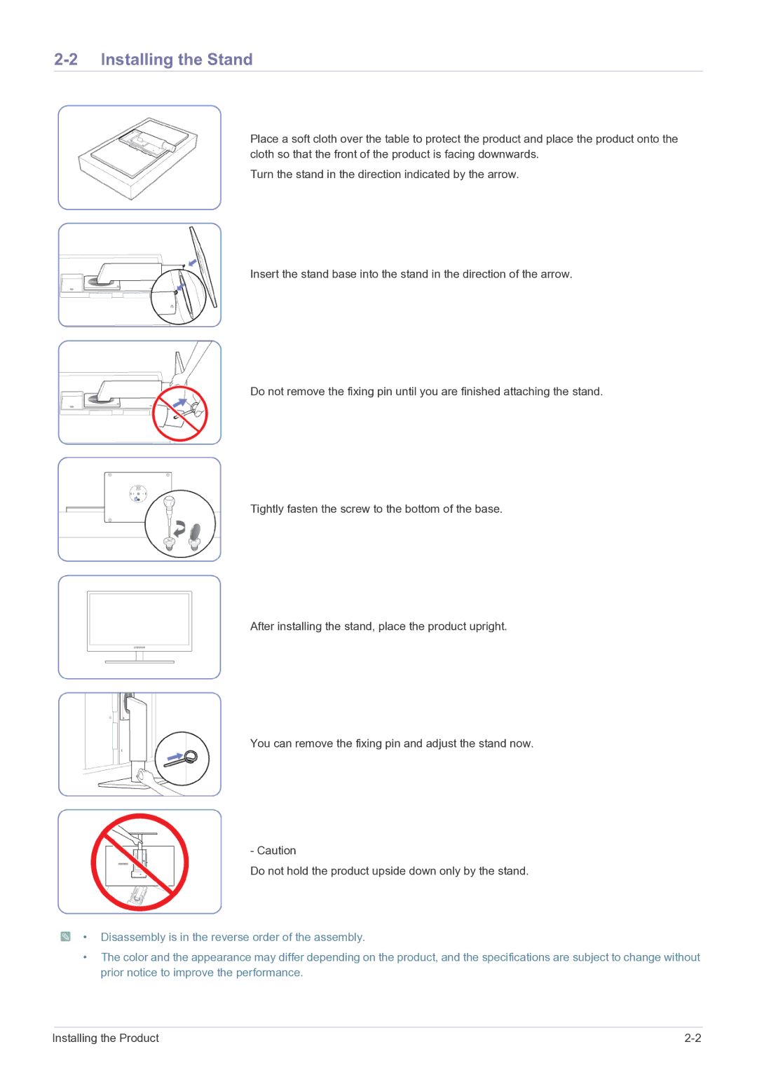 Samsung NC220P user manual Installing the Stand 