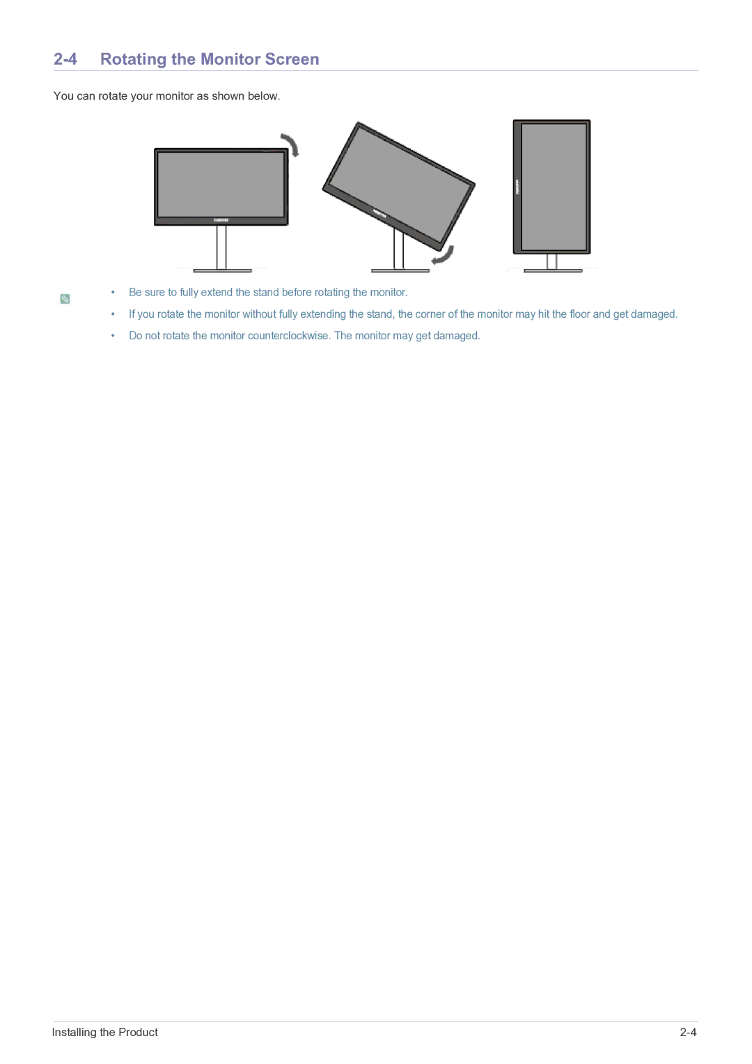 Samsung NC220P user manual Rotating the Monitor Screen 