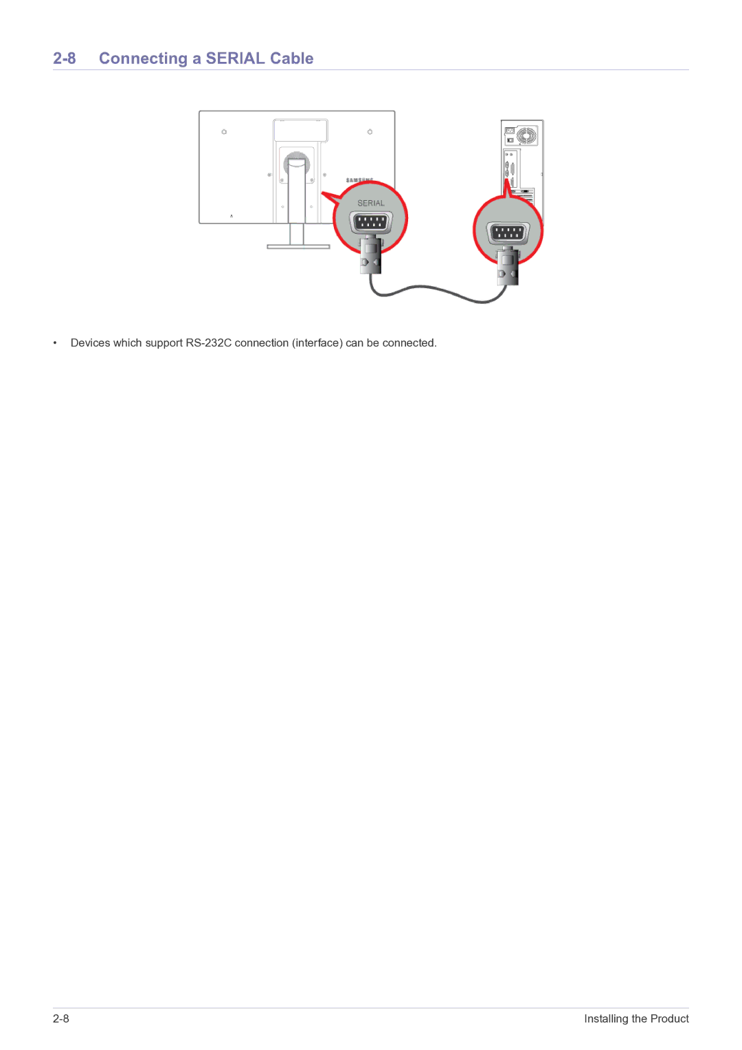 Samsung NC220P user manual Connecting a Serial Cable 