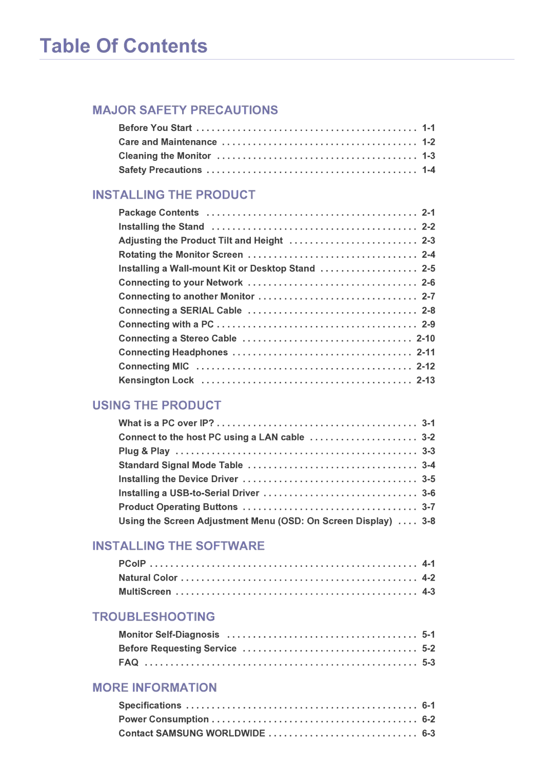 Samsung NC220P user manual Table Of Contents 