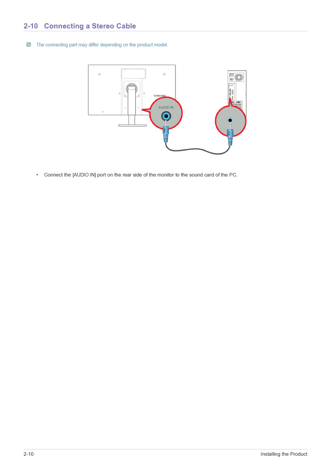 Samsung NC220P user manual Connecting a Stereo Cable 