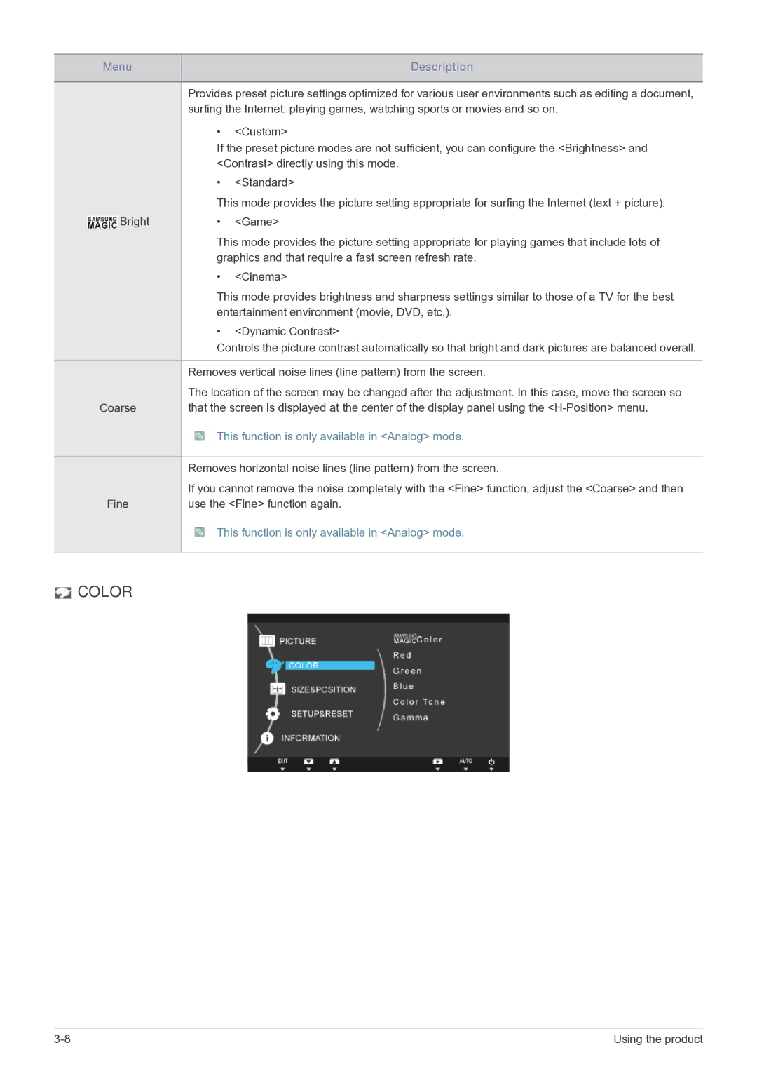 Samsung NC220P user manual Color 