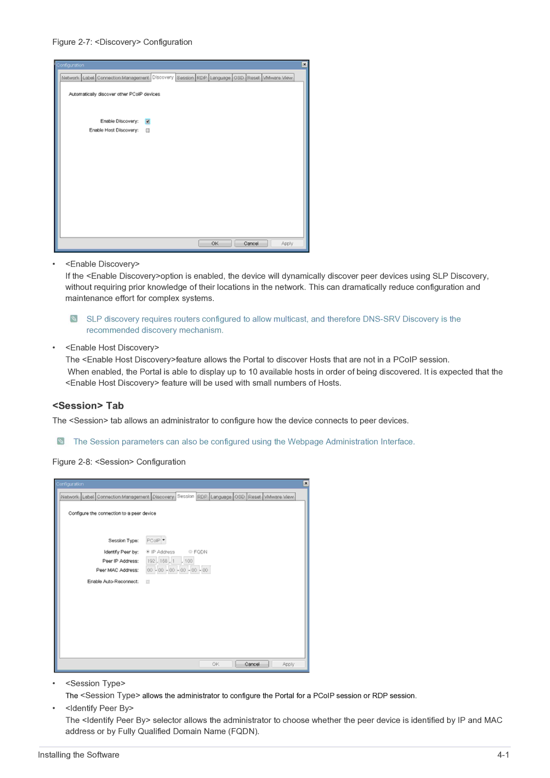 Samsung NC220P user manual Session Tab, Session Configuration Session Type 