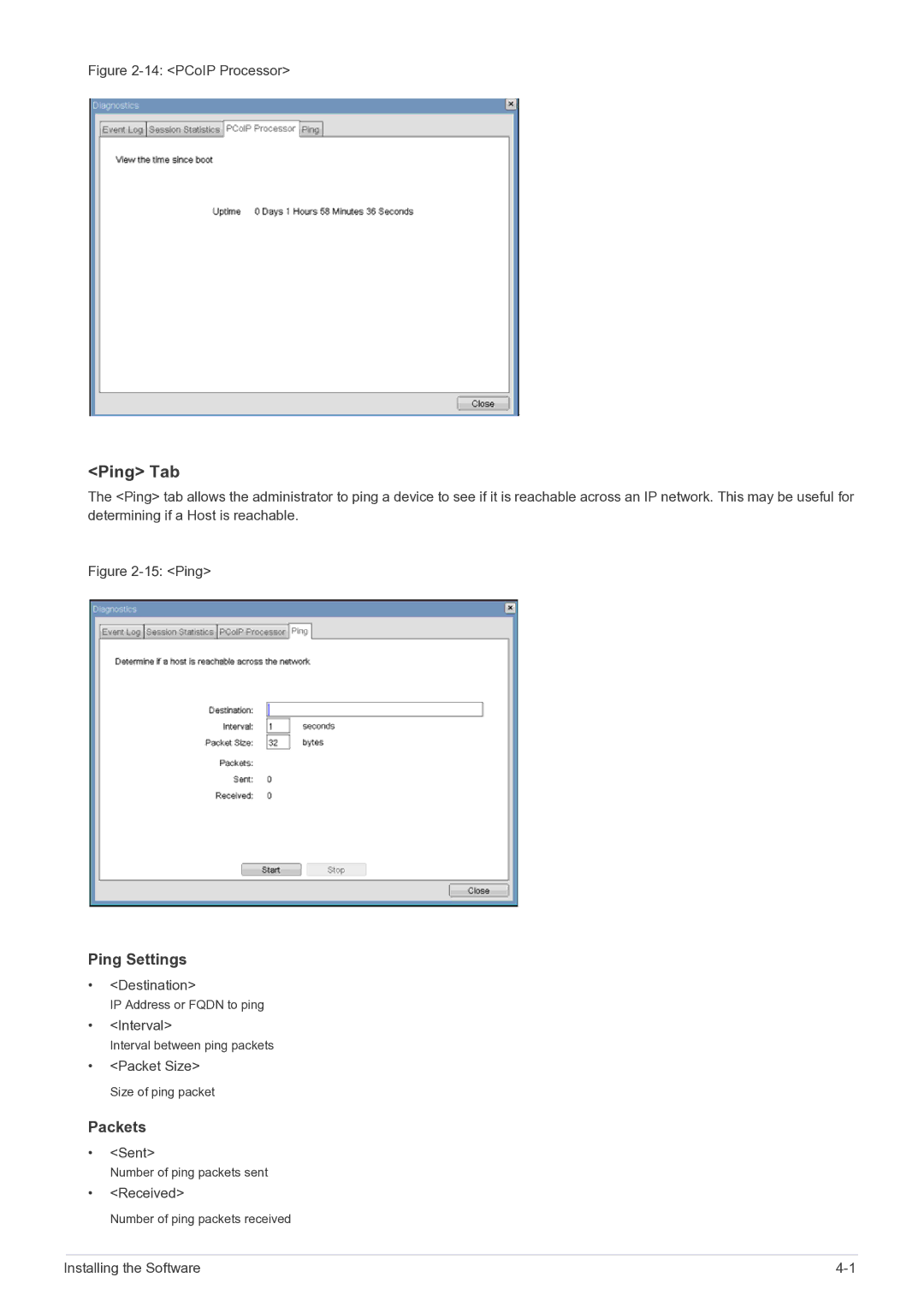 Samsung NC220P user manual Ping Tab, Ping Settings 