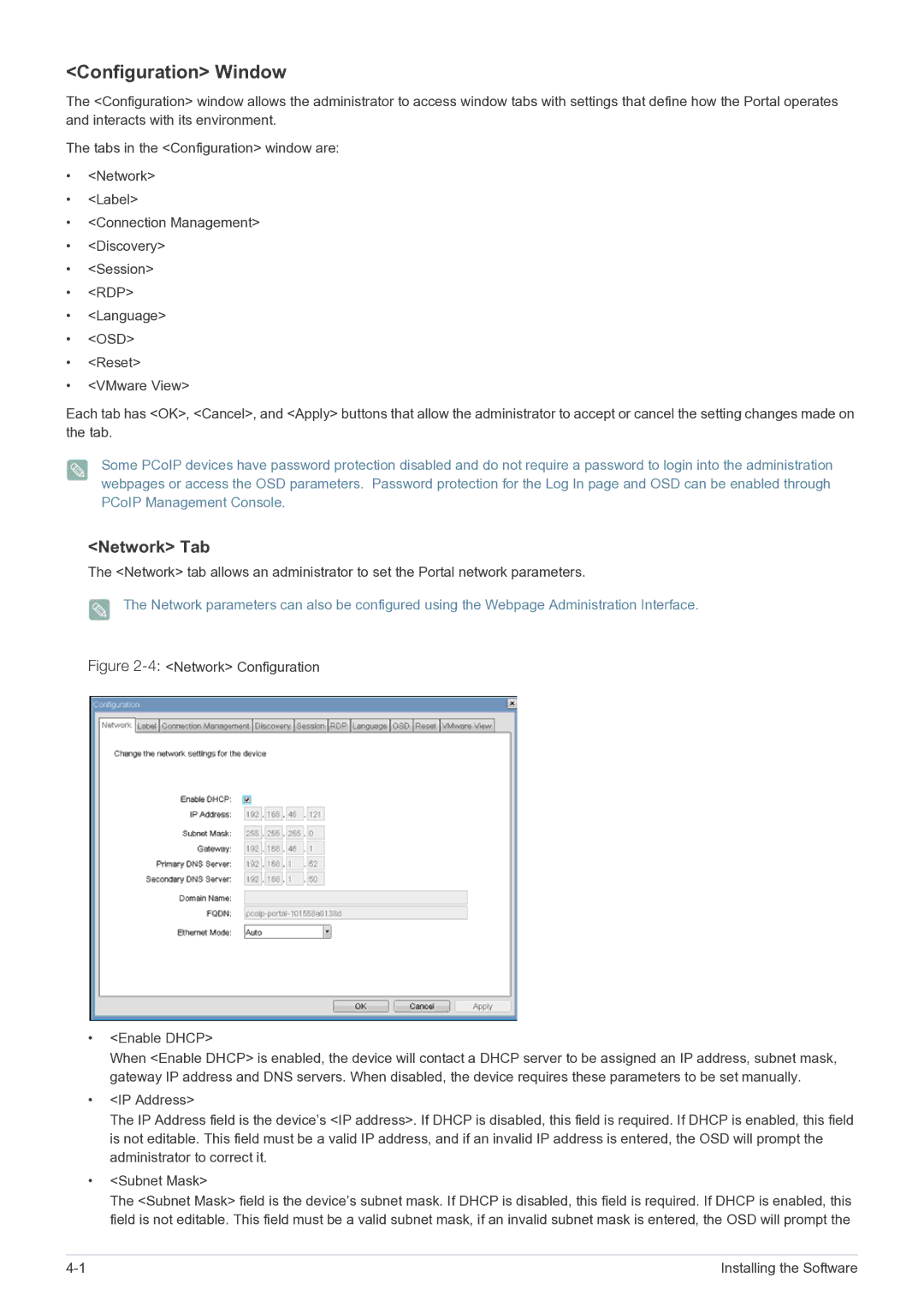 Samsung NC240 user manual Configuration Window, Network Tab 