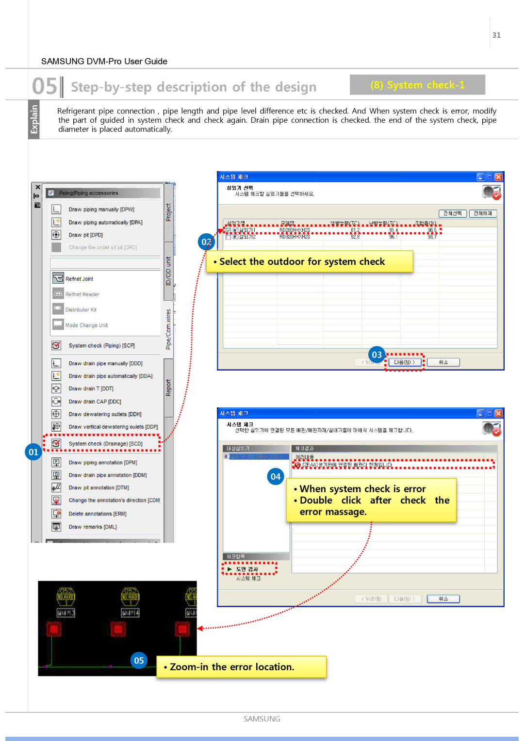 Samsung ND0834HXB1 user manual System check-1 