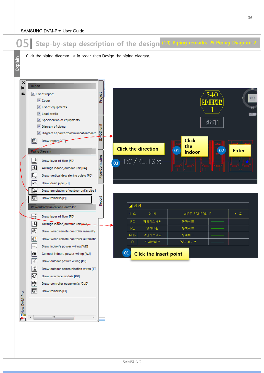 Samsung ND0834HXB1 user manual Click Click the direction 