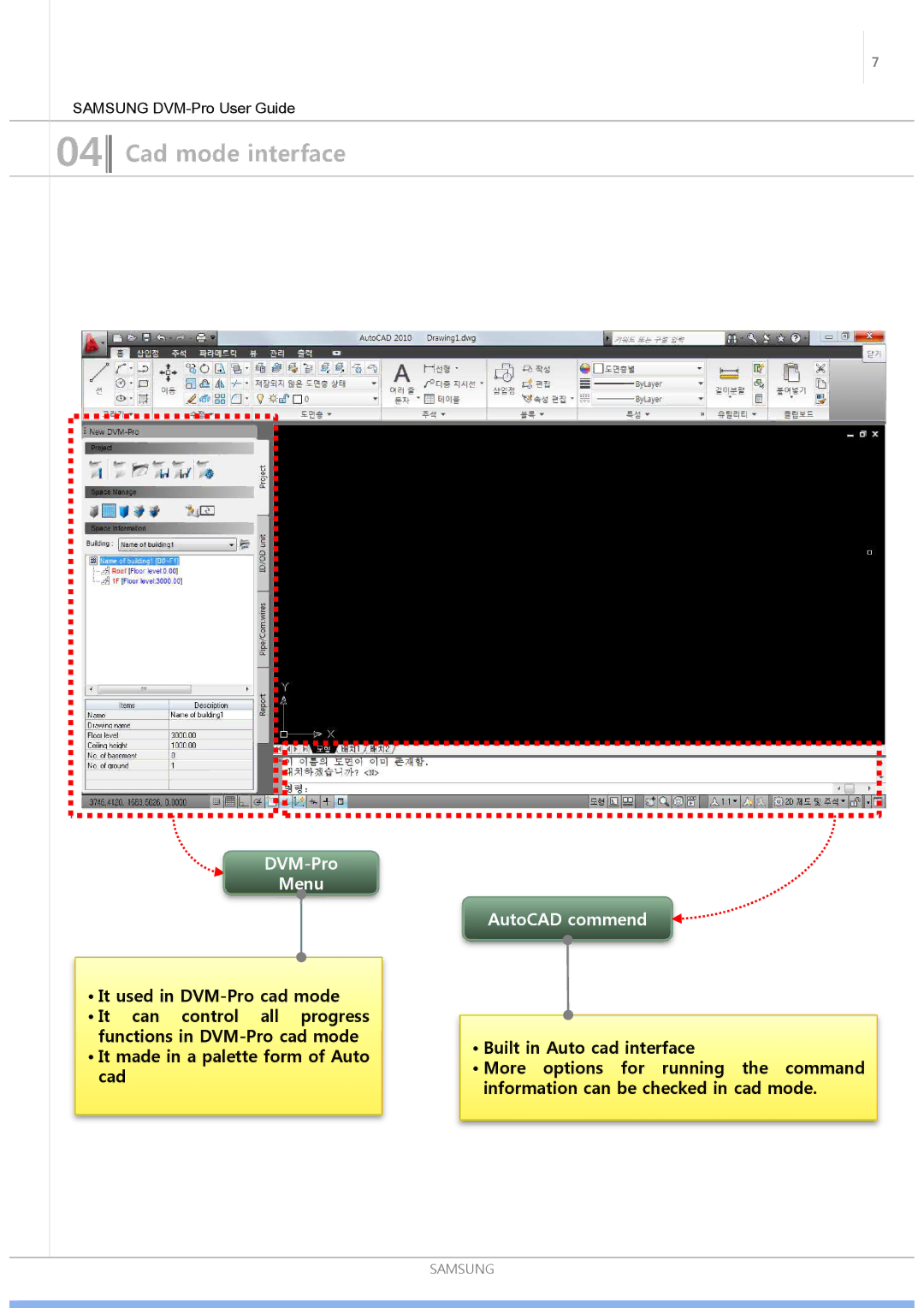 Samsung ND0834HXB1 user manual DVM-Pro Menu, AutoCAD commend 