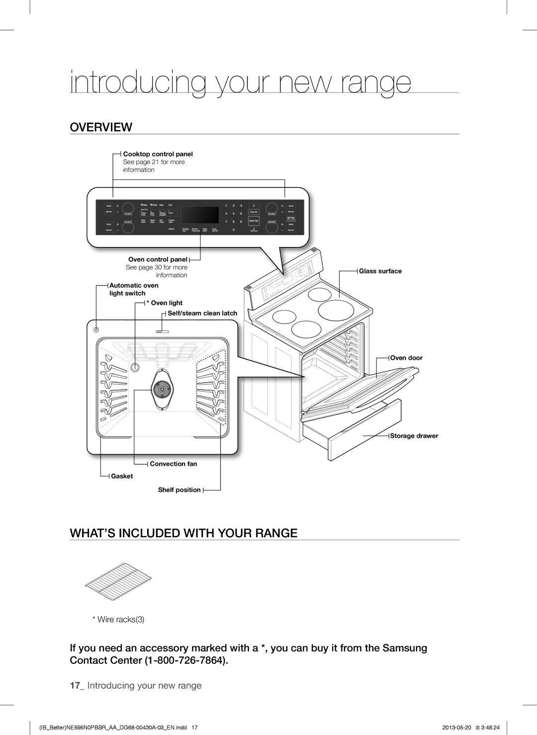 Samsung NE595N0PBSR user manual Introducing your new range, Overview, WHAT’S Included with Your Range 