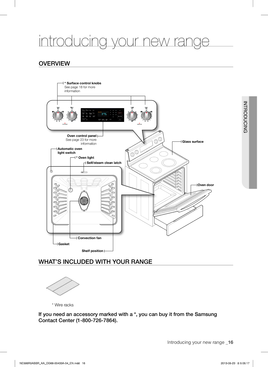 Samsung NE595N0PBSRAA, NE595R0ABWW, NE595R0ABBB Introducing your new range, Overview, WHAT’S Included with Your Range 