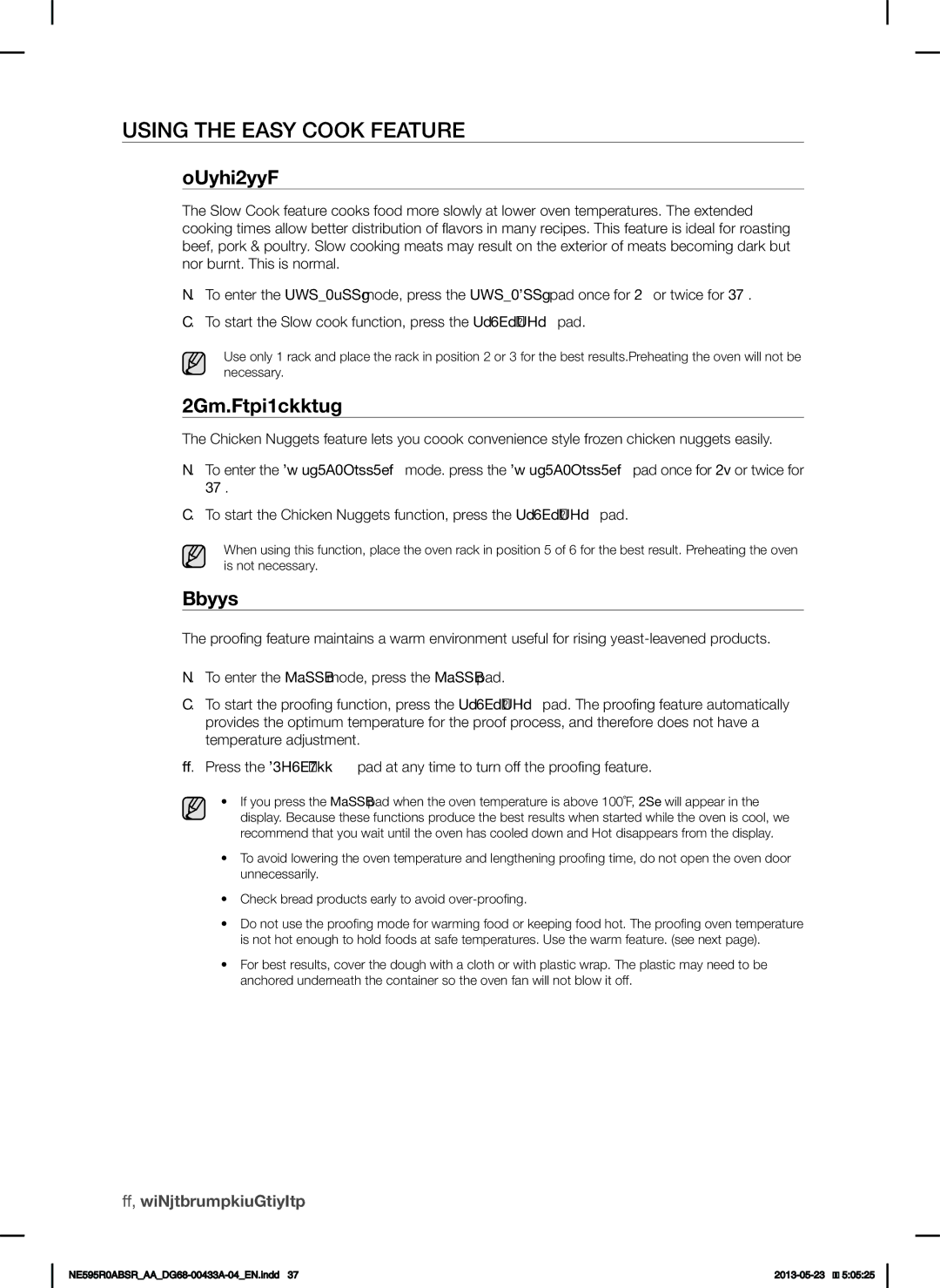 Samsung NE595R0ABSRAA, NE595R0ABWW, NE595R0ABBB user manual Using the Easy Cook Feature, Slow Cook, Chicken Nuggets, Proof 