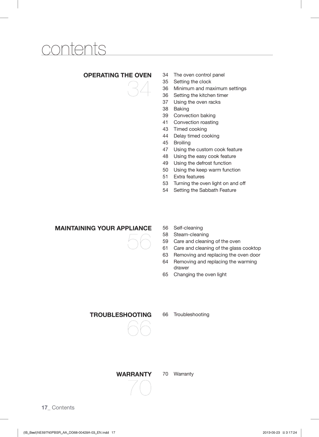 Samsung NE597N0PBSR user manual Operating the Oven 