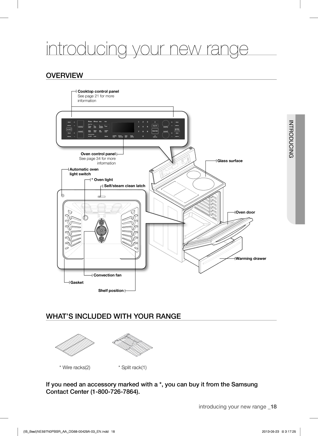 Samsung NE597N0PBSR user manual Introducing your new range, Overview, WHAT’S Included with Your Range 