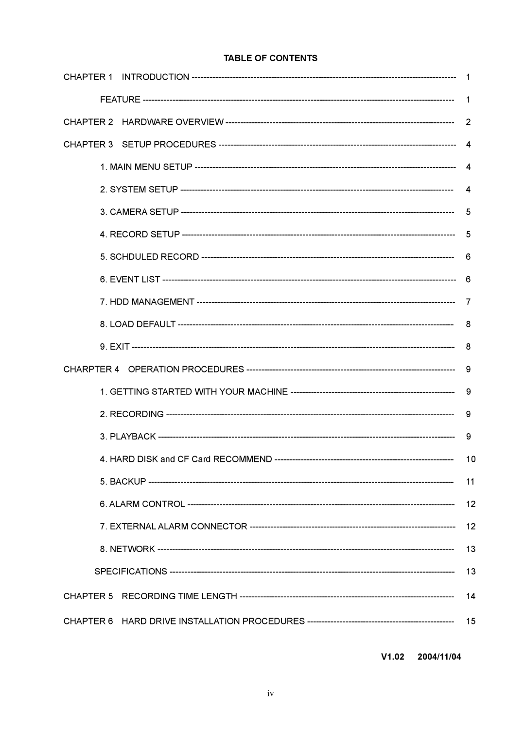 Samsung NETWORK DIGITAL VIDEO RECORDER user manual Table of Contents 