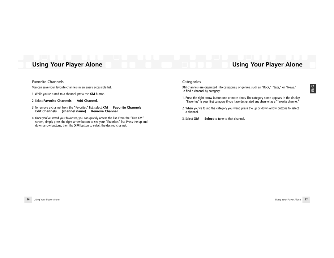 Samsung NeXus 25 manual Categories, Select Favorite Channels Add Channel 