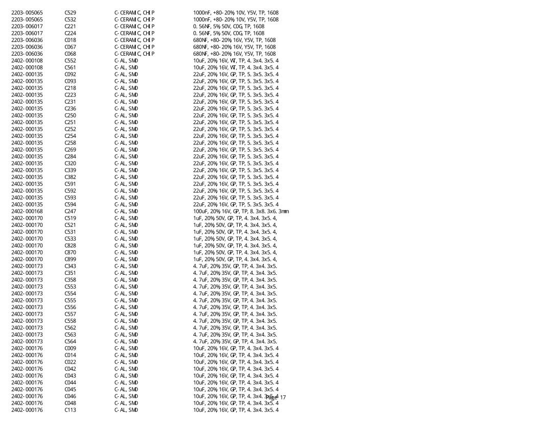 Samsung NK17A specifications Al,Smd 