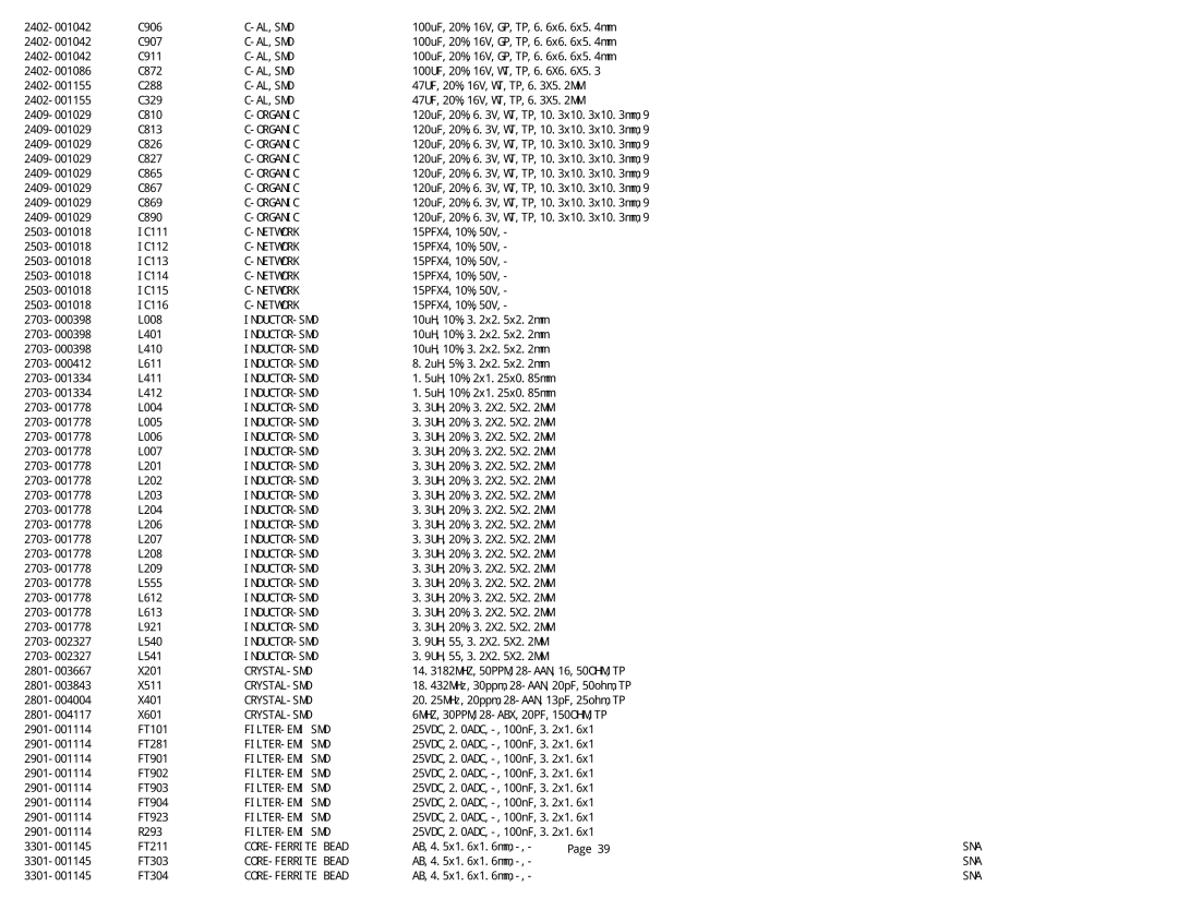 Samsung NK17A specifications Sna Sna Sna 