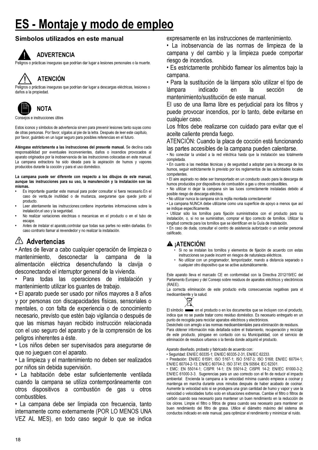 Samsung NK24M1030IS/UR manual ES Montaje y modo de empleo, Advertencias, ¡Atención 