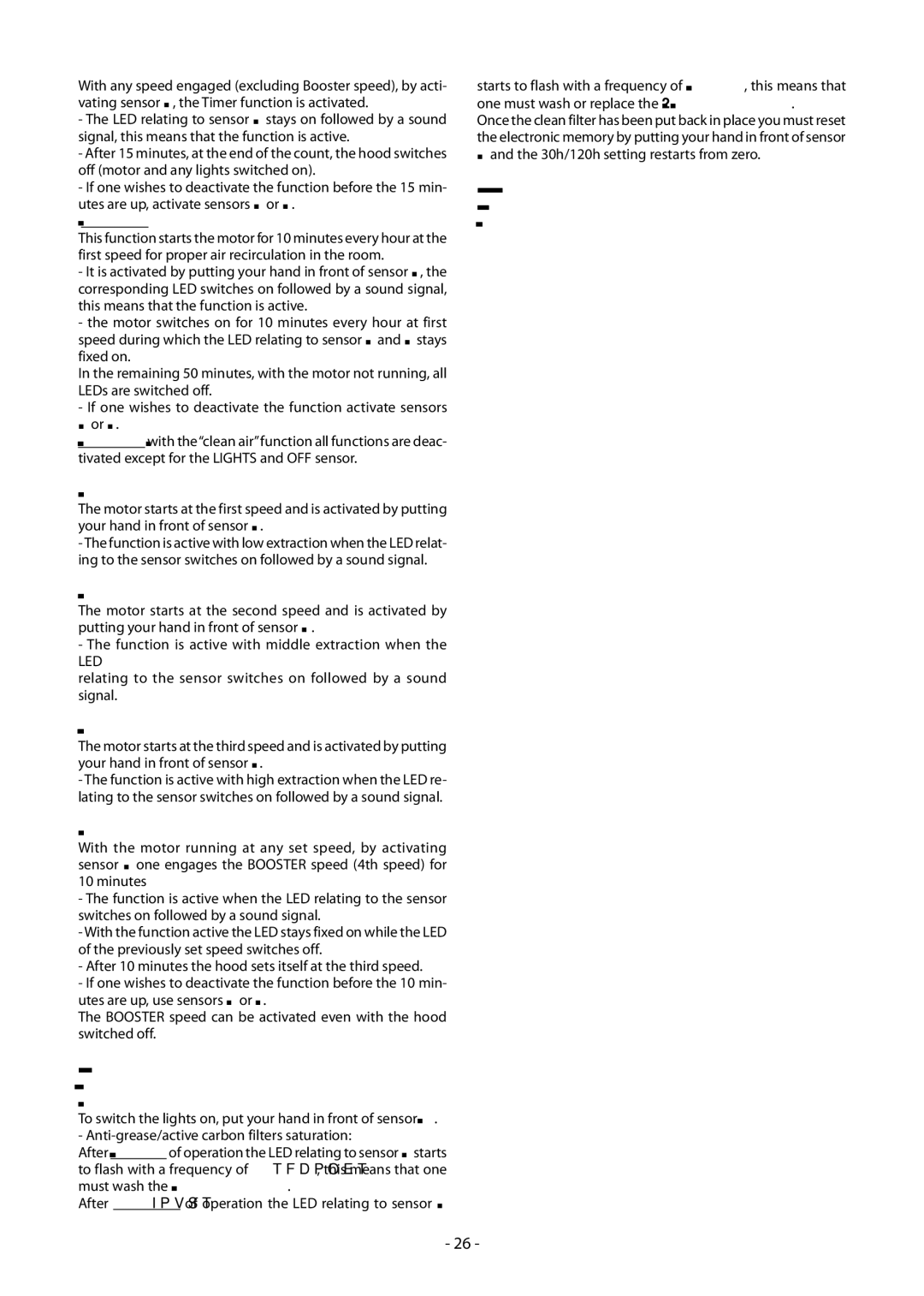 Samsung NK86NOV9MSR/UR Sensor C = First Speed, Sensor D = Second Speed, Sensor E = Third Speed, Sensor F = Booster Speed 