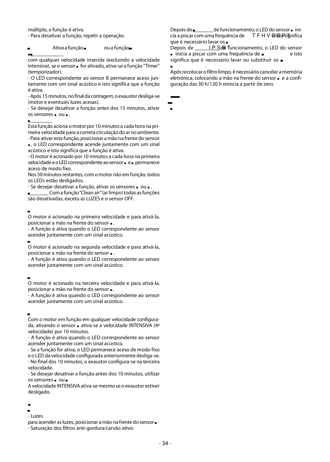 Samsung NK86NOV9MSR/UR manual Ar limpo, Sensor C = Primeira Velocidade, Sensor D = Segunda Velocidade 