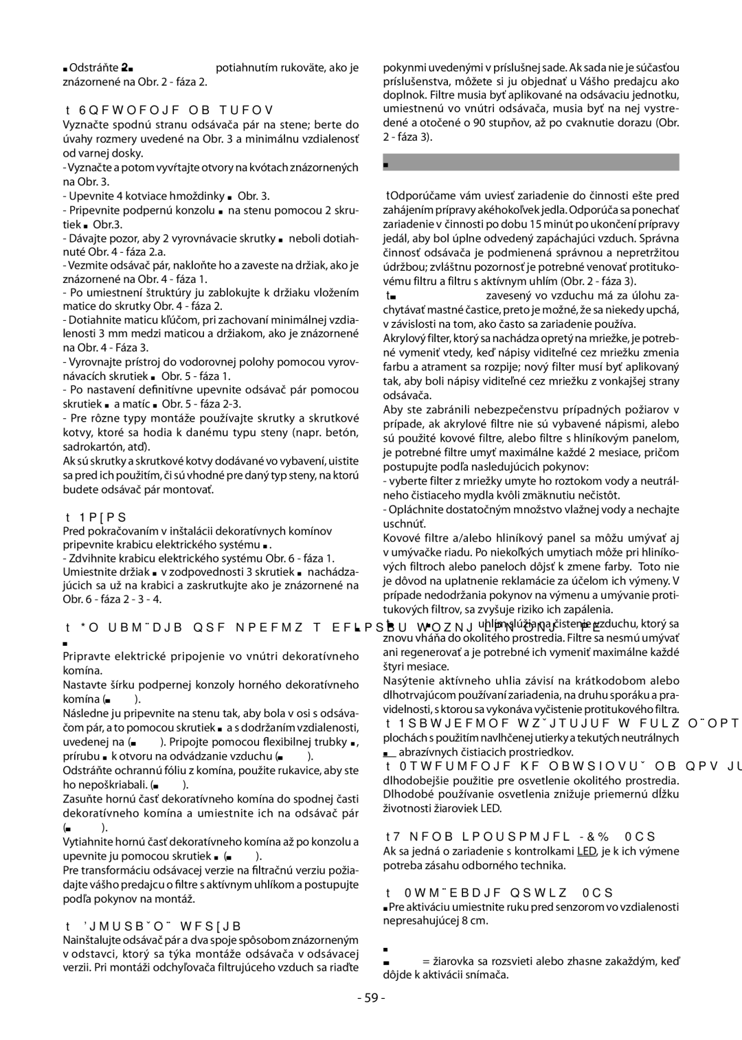 Samsung NK86NOV9MSR/UR manual Použitie a Údržba, Upevnenie na stenu, Filtračná verzia, Výmena kontroliek LED Obr.11 