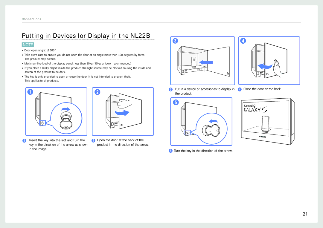 Samsung user manual Putting in Devices for Display in the NL22B 