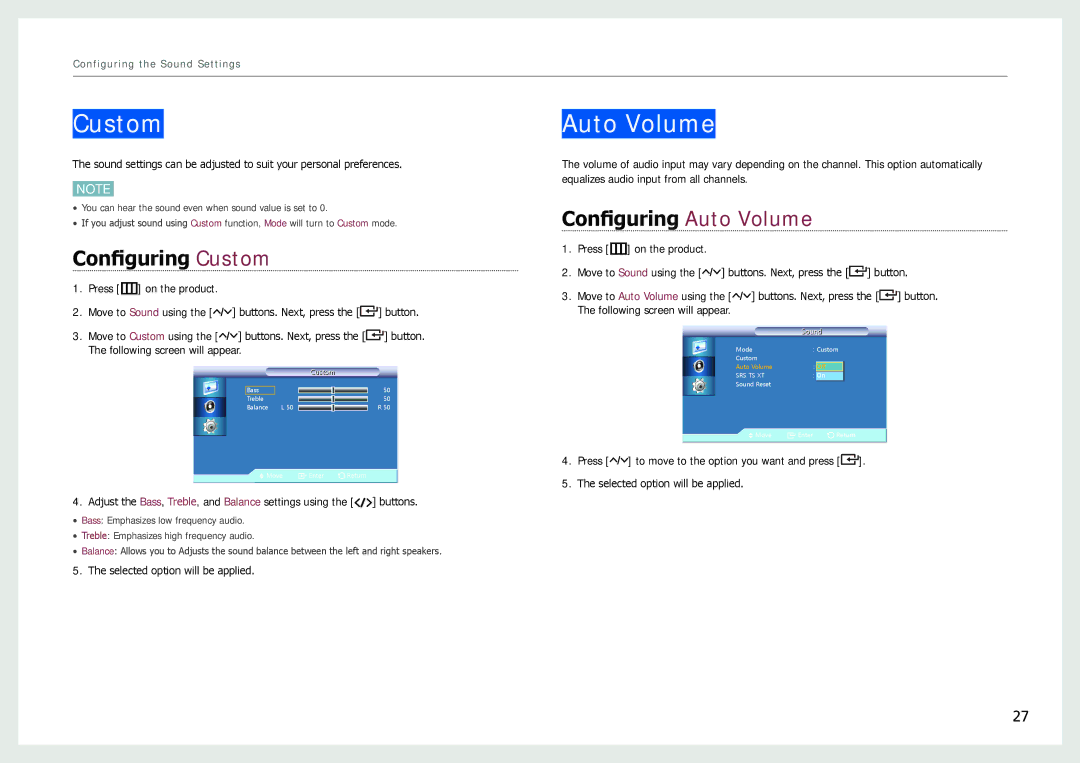 Samsung NL22B user manual Configuring Auto Volume 