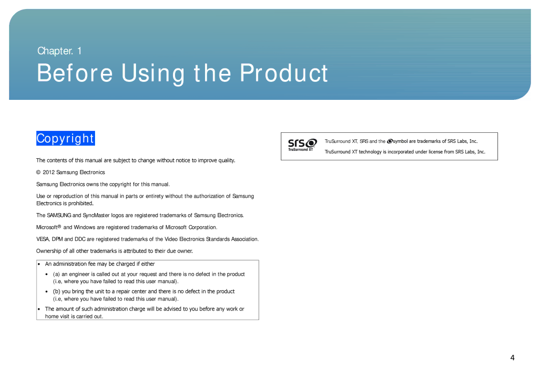 Samsung NL22B user manual Before Using the Product, Copyright 