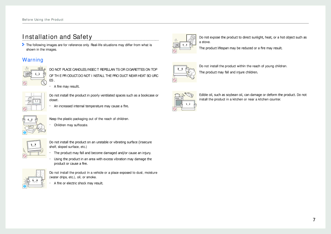 Samsung NL22B user manual Installation and Safety 