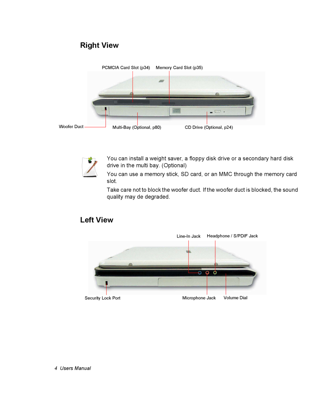 Samsung NM30MH0B16/SES, NM30MH04N4/SUK manual Right View, Left View 