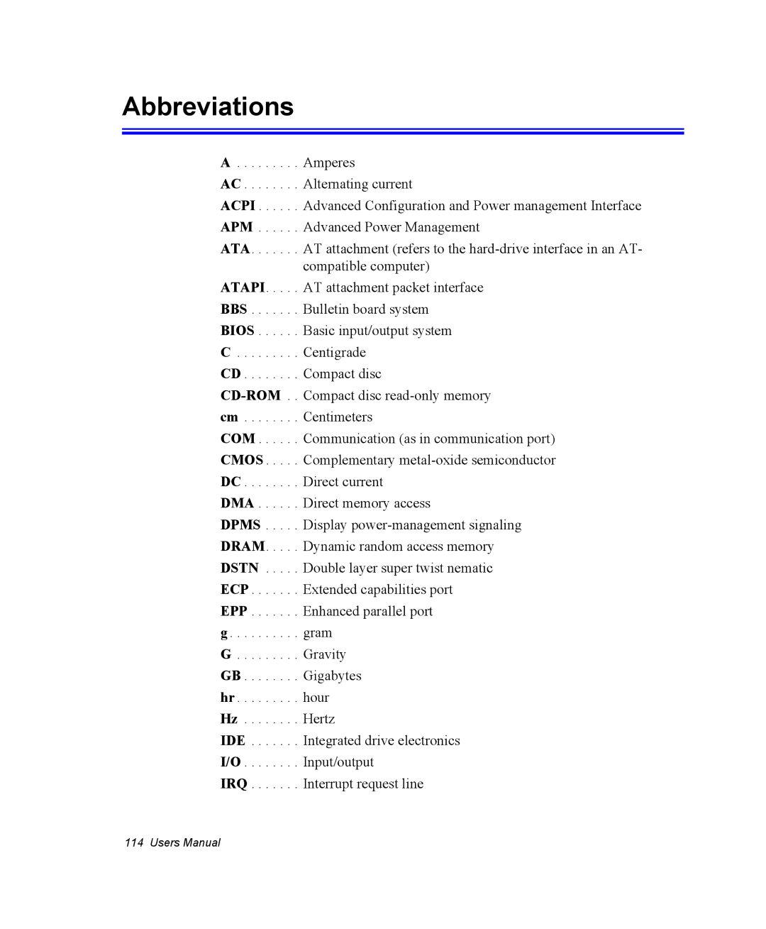 Samsung NM40PRCV01/SEF, NM40PRDV02/SEF, NM40PRTV02/SEF, NM40PRCV02/SEF, NM40PRTV03/SEF, NM40PRDV03/SEF manual Abbreviations 