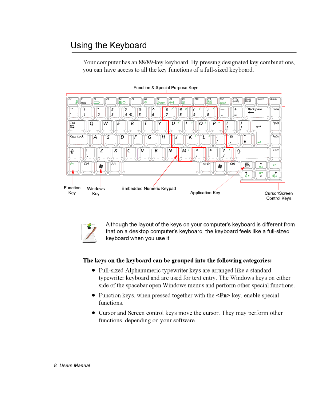 Samsung NM40PRCV02/SEF, NM40PRDV02/SEF, NM40PRCV01/SEF, NM40PRTV02/SEF, NM40PRTV03/SEF, NM40PRDV03/SEF manual Using the Keyboard 