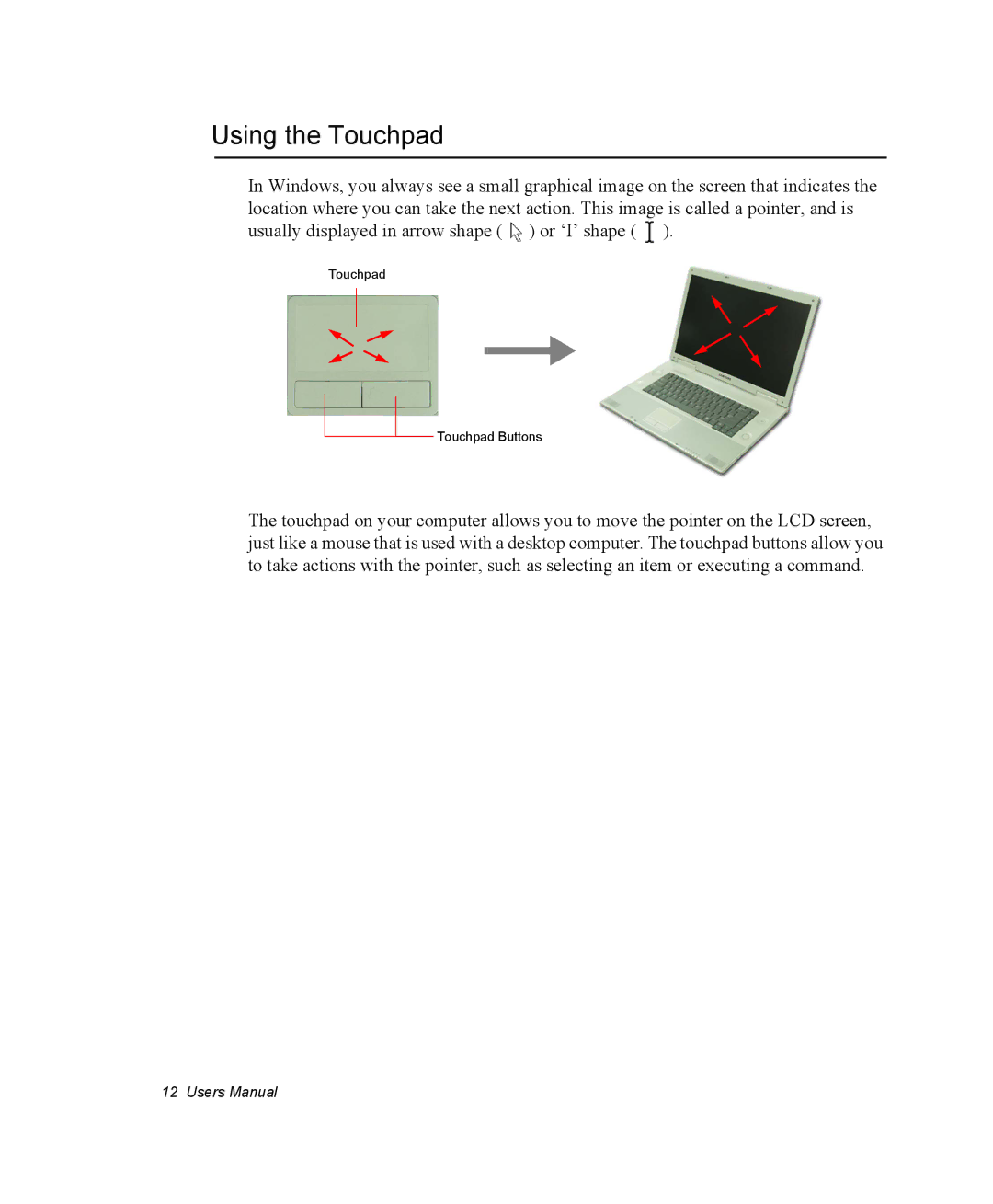 Samsung NM40TJ0MG9/SEF, NM40PRDV02/SEF, NM40PRCV01/SEF, NM40PRTV02/SEF, NM40PRCV02/SEF, NM40PRTV03/SEF manual Using the Touchpad 