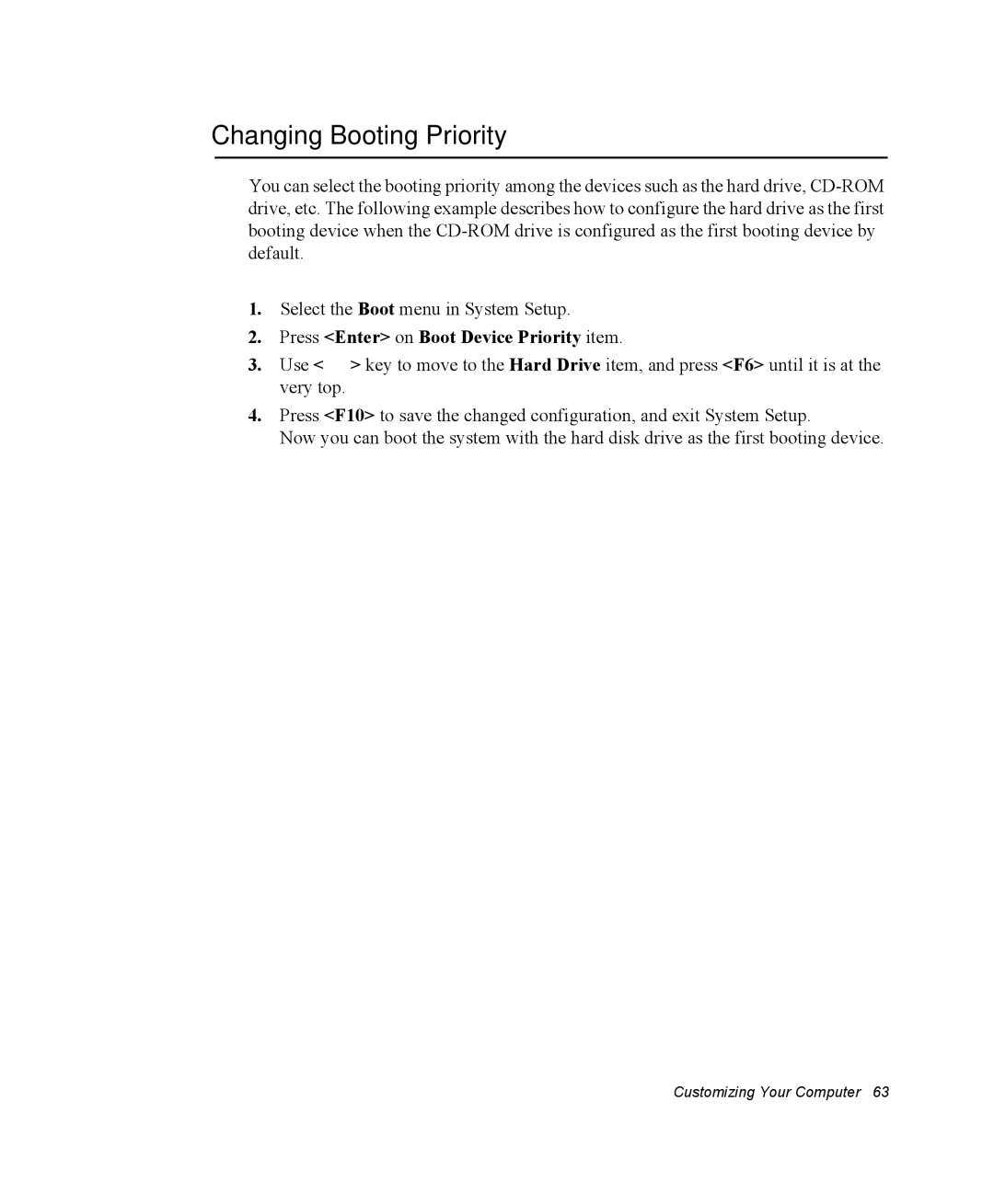 Samsung NM40PRTV03/SEF, NM40PRDV02/SEF, NM40PRCV01/SEF Changing Booting Priority, Press Enter on Boot Device Priority item 