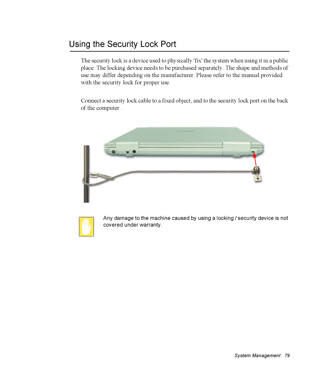 Samsung NM40PRTV02/SEF, NM40PRDV02/SEF, NM40PRCV01/SEF, NM40PRCV02/SEF, NM40PRTV03/SEF manual Using the Security Lock Port 