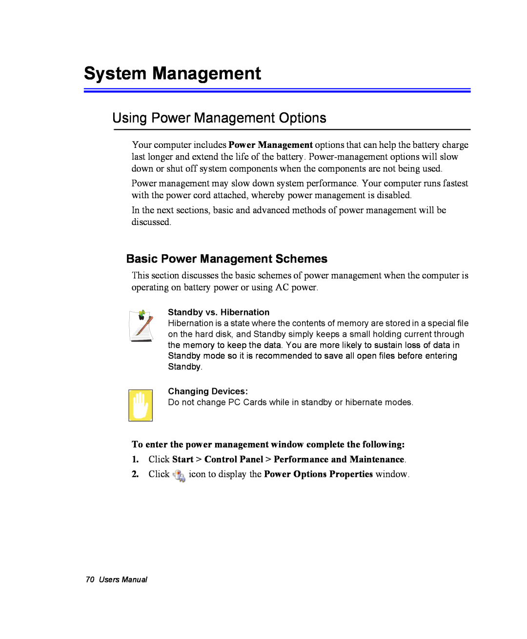 Samsung NM40PRTV02/SEF, NM40PRDV02/SEF System Management, Using Power Management Options, Basic Power Management Schemes 