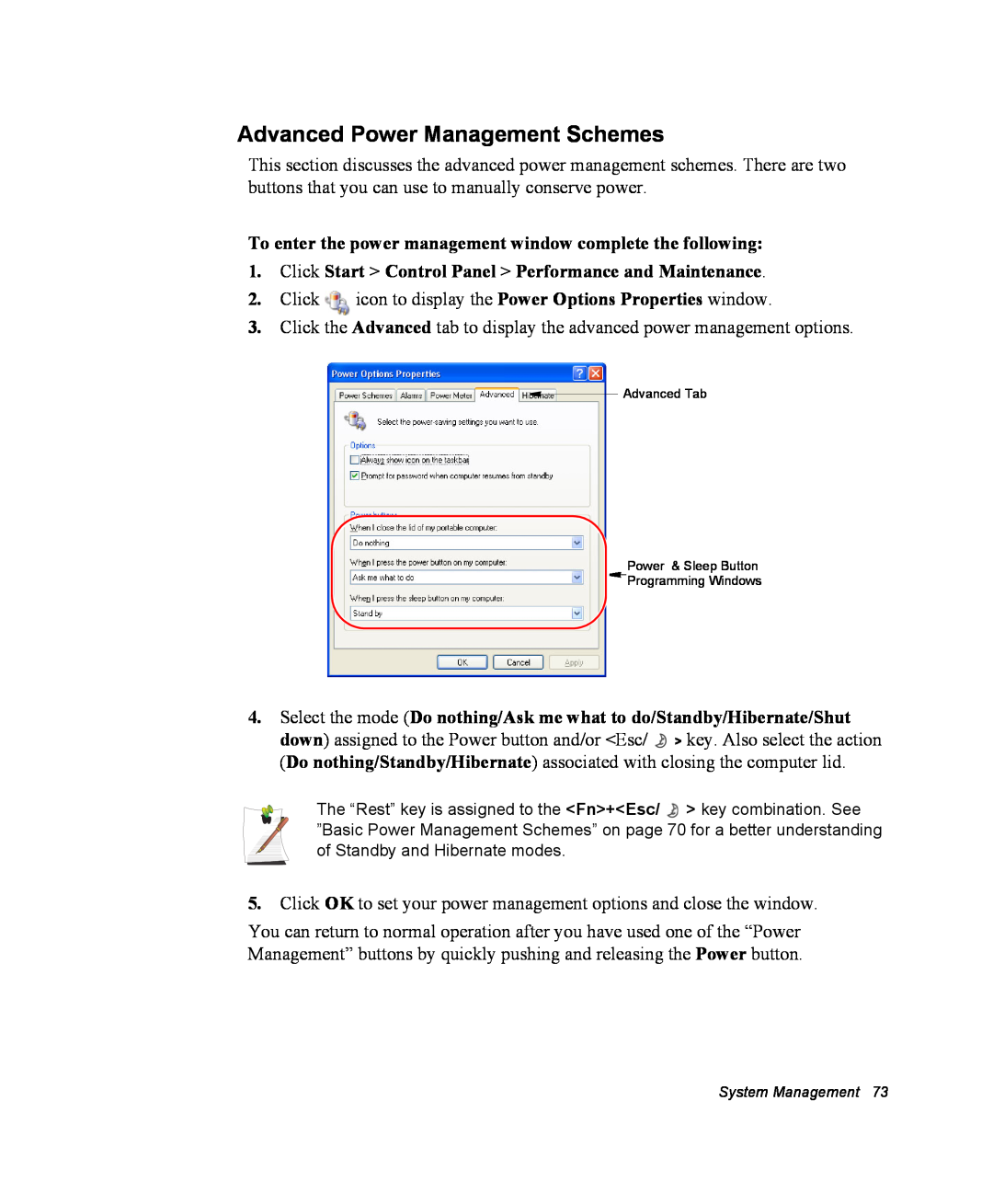 Samsung NM40PRDV03/SEF Advanced Power Management Schemes, To enter the power management window complete the following 