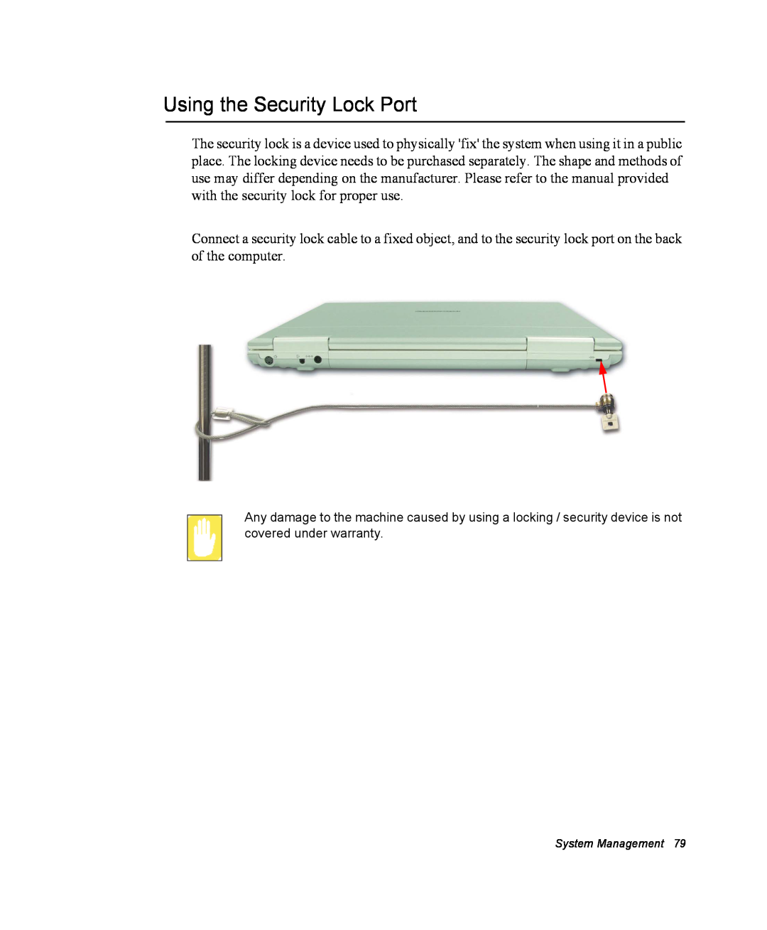 Samsung NM40PRTV02/SEF, NM40PRDV02/SEF, NM40PRCV01/SEF, NM40PRCV02/SEF, NM40PRTV03/SEF manual Using the Security Lock Port 