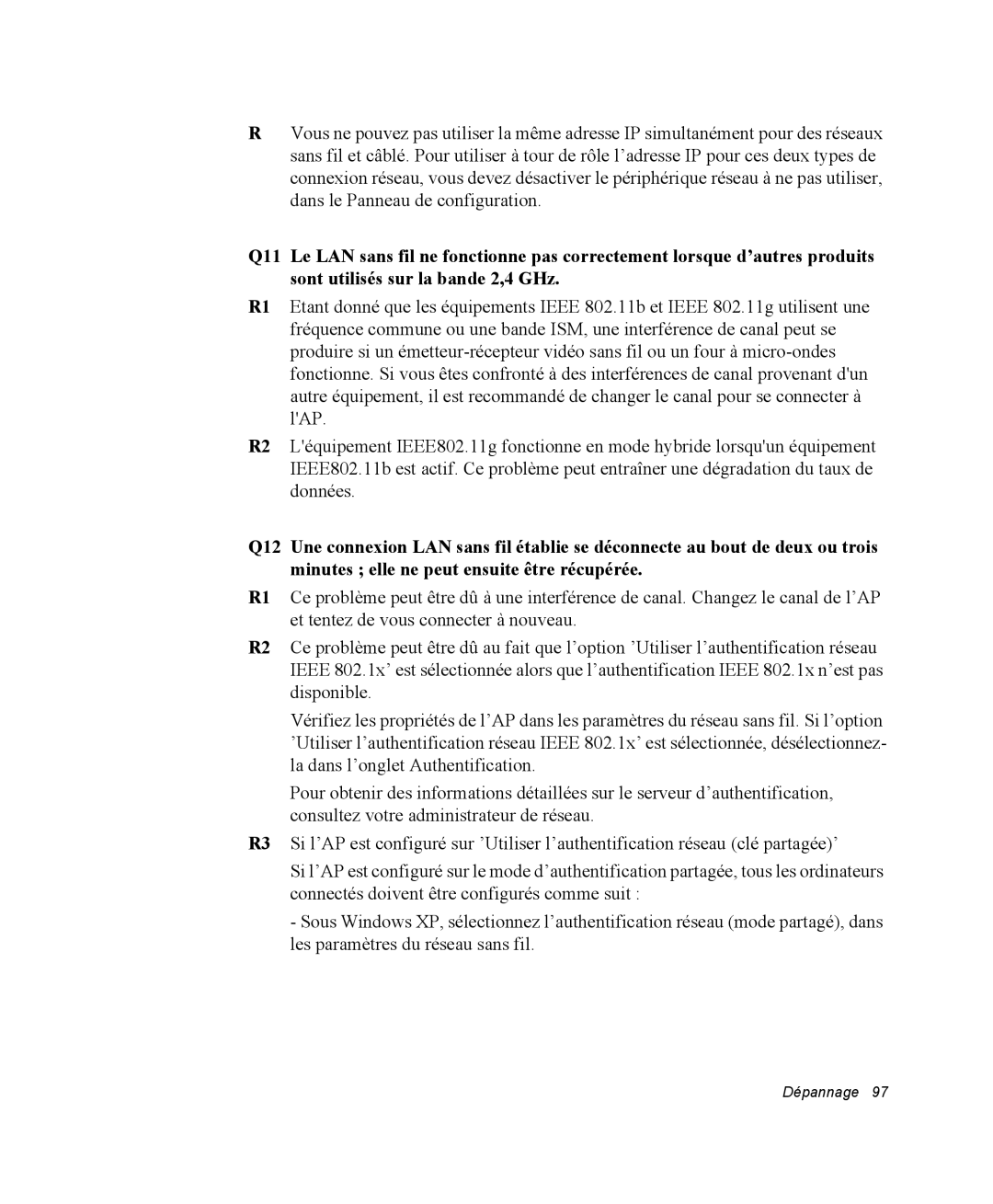 Samsung NM40PRCV01/SEF, NM40PRDV02/SEF, NM40PRD000/SEF, NM40PRTV02/SEF, NM40PRCV02/SEF, NM40PRTV03/SEF manual Dépannage 