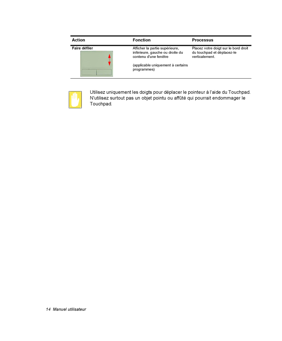 Samsung NM40PRDV02/SEF, NM40PRD000/SEF, NM40PRCV01/SEF, NM40PRTV02/SEF, NM40PRCV02/SEF, NM40PRTV03/SEF manual Action Fonction 