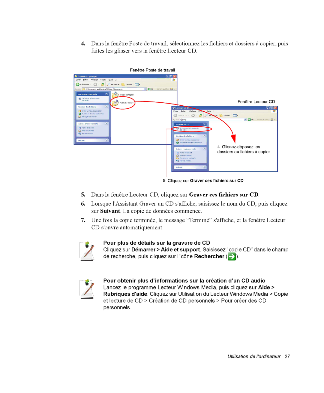 Samsung NM40PRCV02/SEF, NM40PRDV02/SEF, NM40PRD000/SEF, NM40PRCV01/SEF manual Pour plus de détails sur la gravure de CD 