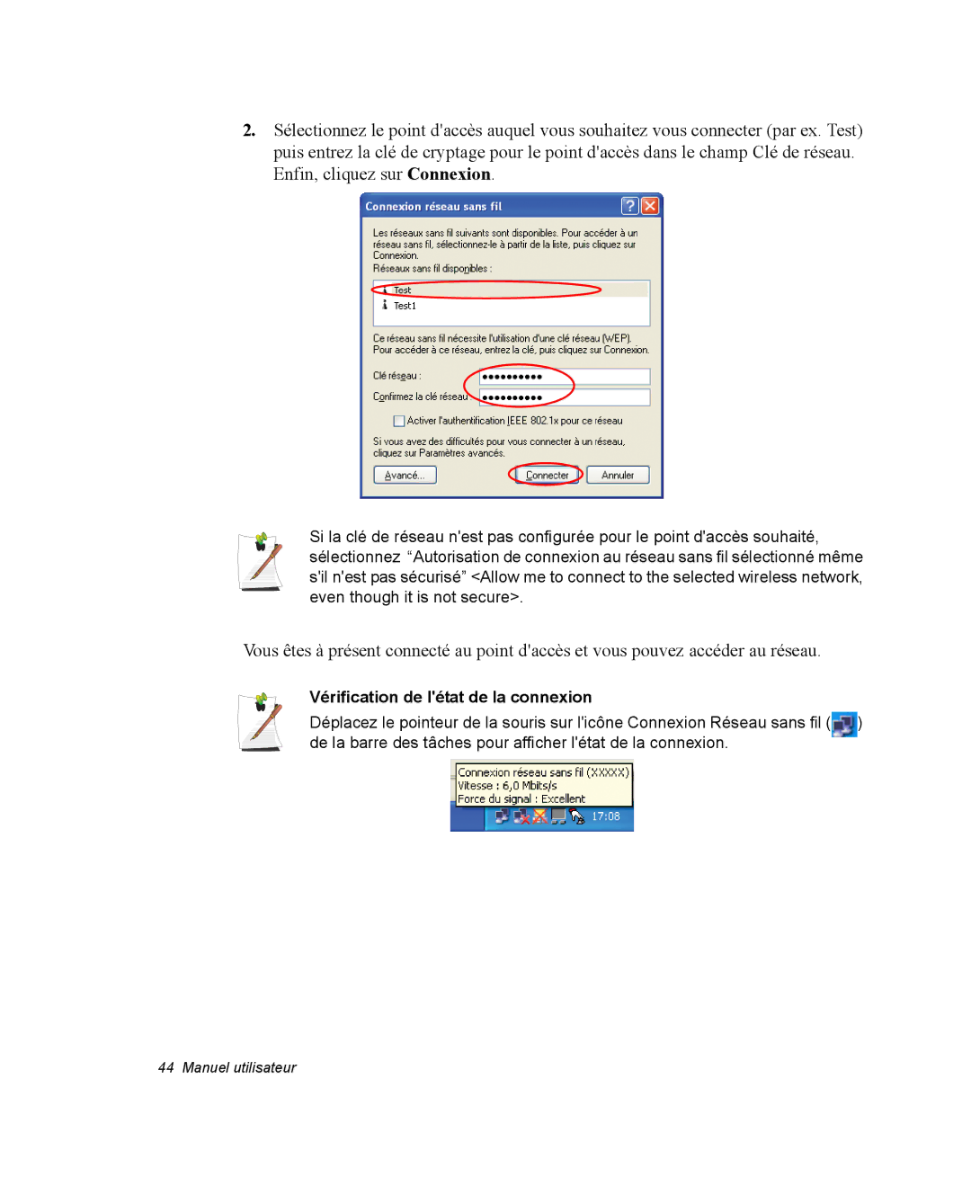 Samsung NM40PRTV02/SEF, NM40PRDV02/SEF, NM40PRD000/SEF, NM40PRCV01/SEF, NM40PRCV02/SEF Vérification de létat de la connexion 