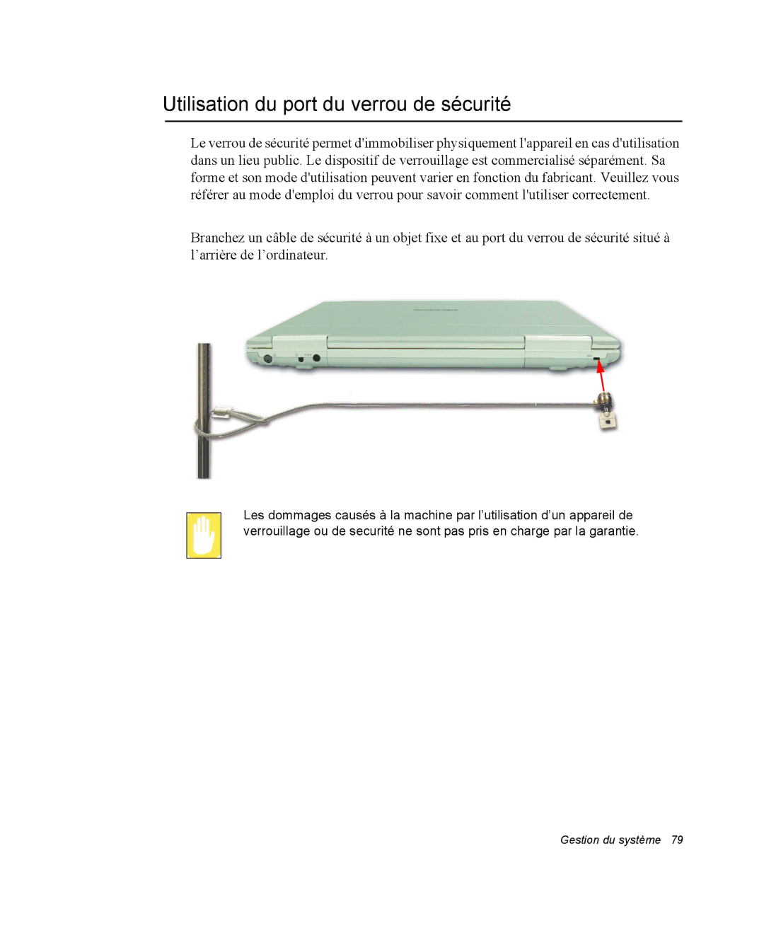 Samsung NM40PRCV01/SEF, NM40PRDV02/SEF, NM40PRD000/SEF, NM40PRTV02/SEF manual Utilisation du port du verrou de sécurité 