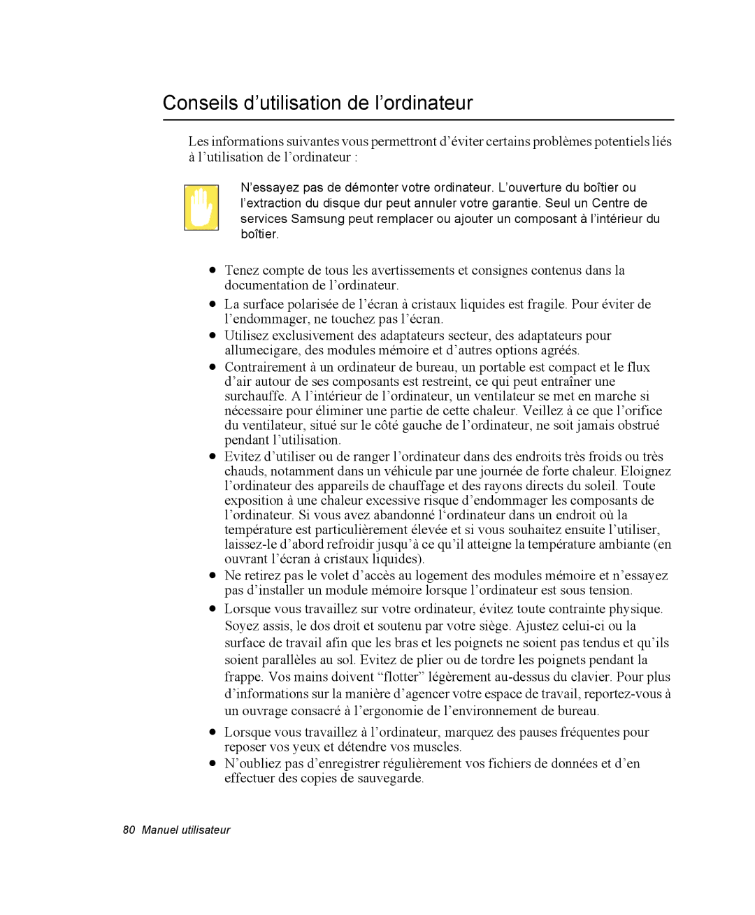 Samsung NM40PRTV02/SEF, NM40PRDV02/SEF, NM40PRD000/SEF, NM40PRCV01/SEF, NM40PRCV02/SEF Conseils d’utilisation de l’ordinateur 