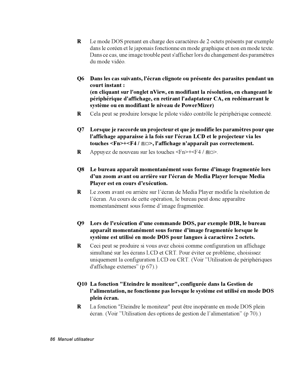 Samsung NM40PRDV02/SEF, NM40PRD000/SEF, NM40PRCV01/SEF, NM40PRTV02/SEF manual Appuyez de nouveau sur les touches Fn+F4 