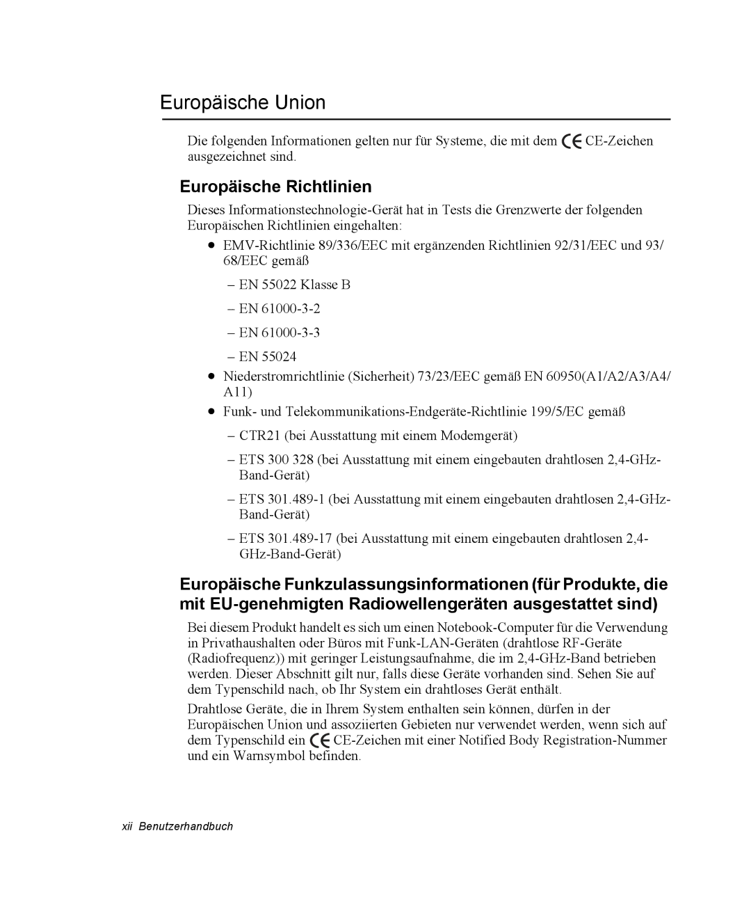 Samsung NP-Q30TY01/SEG, NM40TH0FMS/SEG, NM40PRTV02/SEG, NM40PRTV01/SEG manual Europäische Union, Europäische Richtlinien 