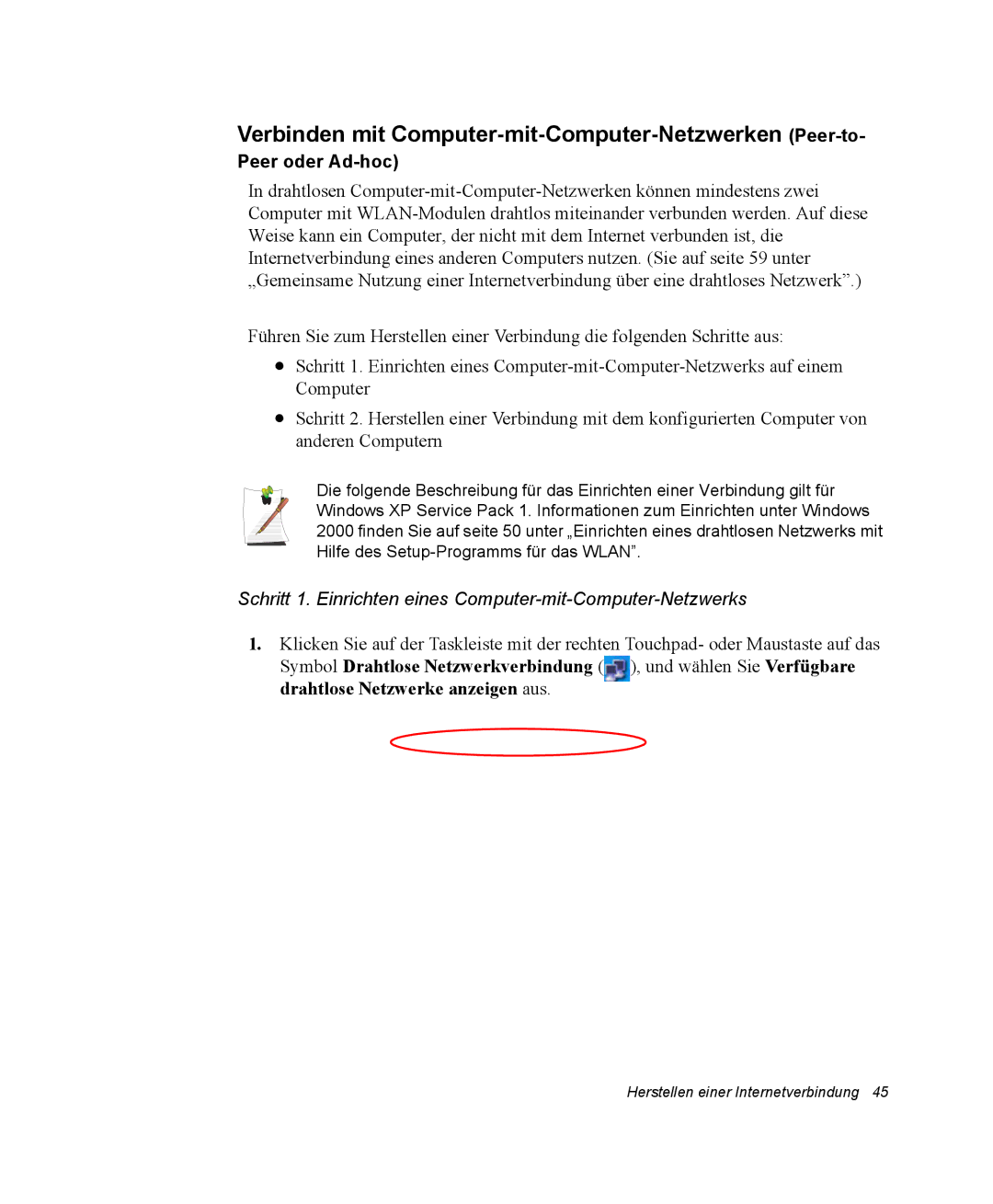 Samsung NP-Q30T002/SEG, NM40TH0FMS/SEG manual Verbinden mit Computer-mit-Computer-Netzwerken Peer-to, Peer oder Ad-hoc 