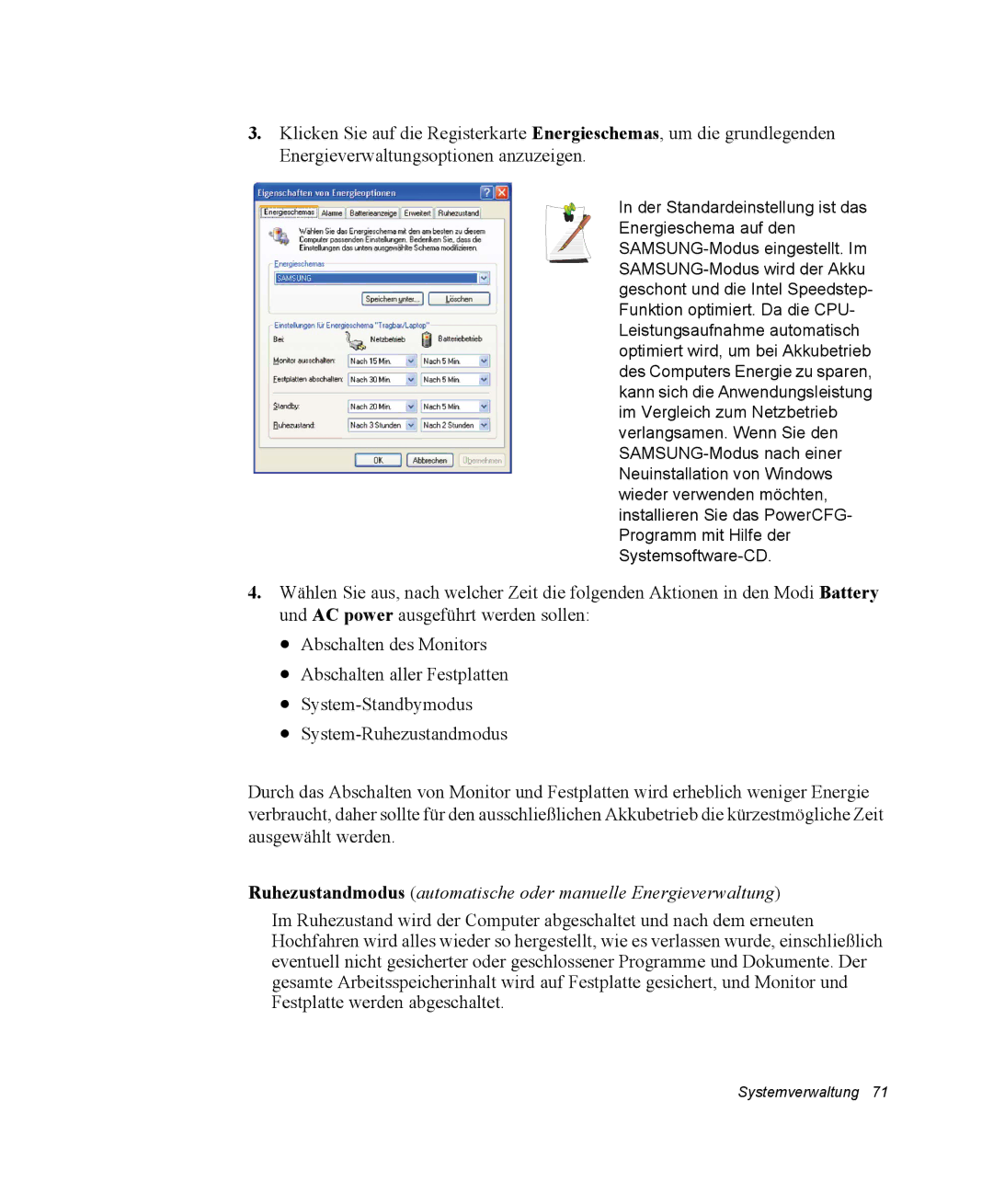 Samsung NM40TH0FMS/SEG, NM40PRTV02/SEG, NM40PRTV01/SEG, NM40PRDV01/SEG, NP-Q30T007/SEG, NP-Q30T000/SEG manual Systemverwaltung 